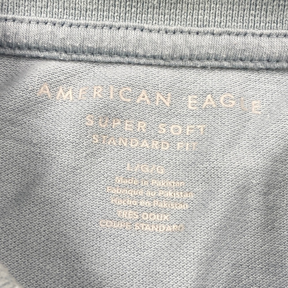 American Eagle Polo Shirt Men Large Light Blue Cotton Blend Standard Fit Classic - Picture 3 of 9